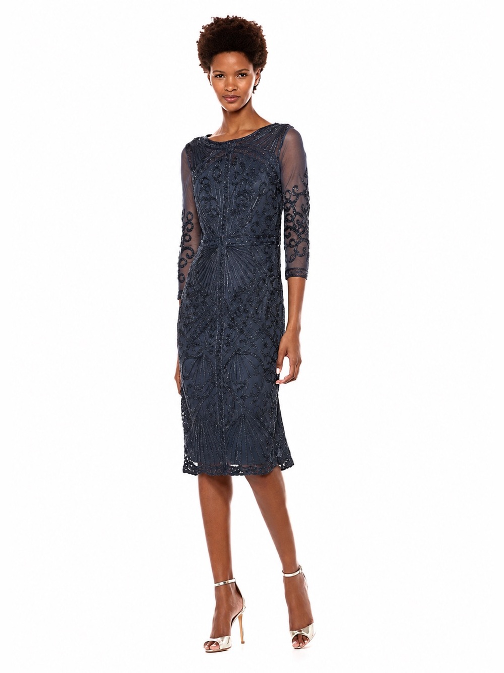 JS Collections Beaded Embroidered Cocktail Dress